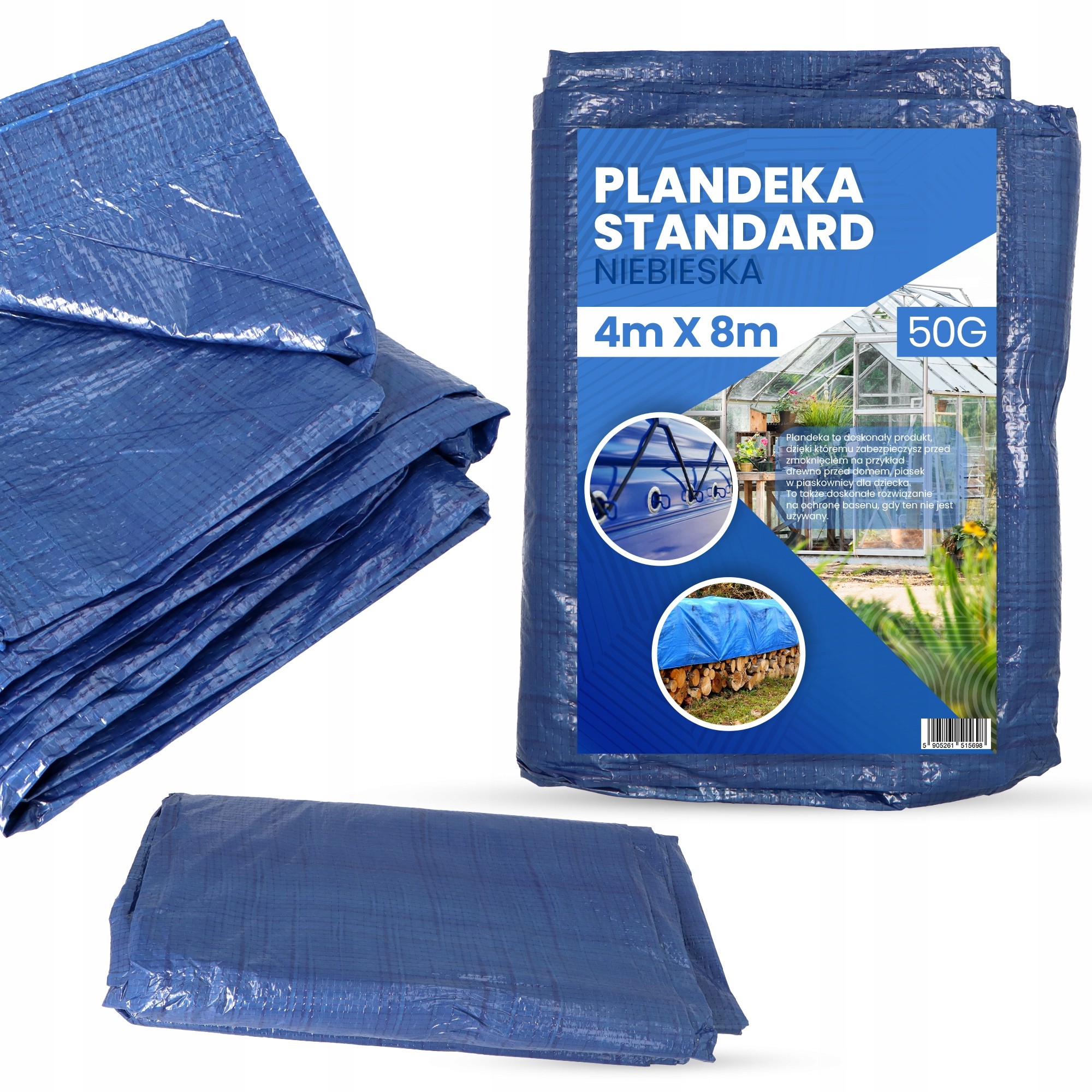 Trvanlivá ochranná plachta 50 g/m² rozmery 4 m x 8 m